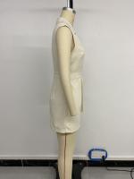 Monos sin mangas para mujer, Vestido corto con cuello de sastre en blanco S, Verano - details 9