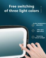 Bolsa de maquillaje LED inteligente con espejo y compartimentos para mujer, estuche de cosméticos de viaje de cuero PU resistente al agua, novedad - details 3