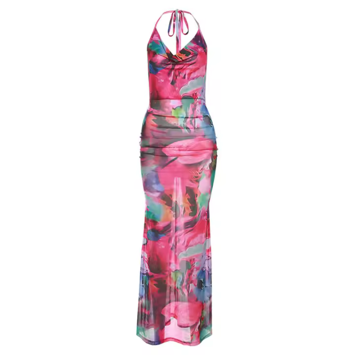 BUNO-Vestidos sexis de fiesta con escote en V profundo con espalda descubierta ceñido al cuerpo vestido largo de noche elegante para mujer vestido de verano 2025 Vestidos - 1