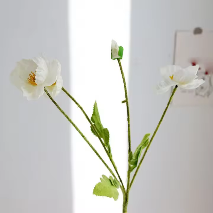 Flores artificiales multicolores, flores decorativas, roeas L, 60cm, 3 flores y 1 capullo de flor Flexible - 1