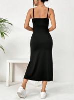 Vestido de otoño sin tirantes de leopardo, falda larga abierta para mujer, corte curvo, tendencia de moda internacional - details 1