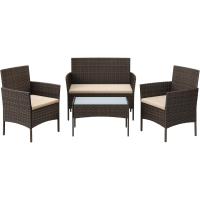 Conjunto de Muebles de Jardín, Muebles de Patio de Ratán, Muebles de Mimbre de PE para el Patio, Marrón y Topo - details 0
