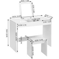 Juego Tocador de Maquillaje Plegable con Espejo y Taburete Mesa de Maquillaje de Madera de Alto Brillo 100x45x76cm Escritorio Tocador Moderno para Dormitorio - details 2