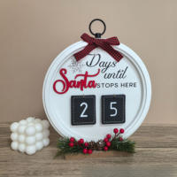 Calendario de Navidad con cuenta atrás artesanías de madera, adornos redondos, calendario de Navidad - details 2