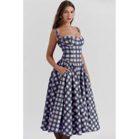 Vestido Largo Vintage de Verano 2025 Estilo de Corte Real con Cuello de Corazón Dulce - details 7