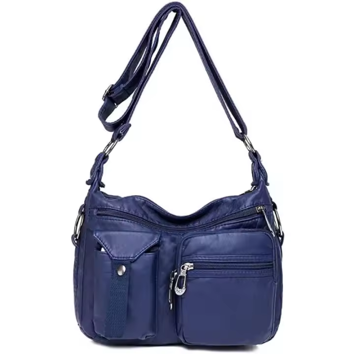 Bolso cruzado de cuero suave para mujer, bolsa de hombro impermeable con múltiples bolsillos - 1
