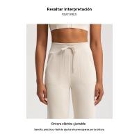 Pantalones de pierna recta sueltos con capa de aire lavados con arena, pantalones de yoga deportivos desnudos de cintura alta modales para mujer - details 9