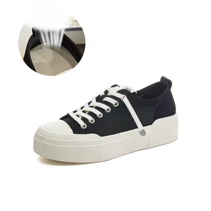 Malla transpirable pequeños zapatos blancos nuevos zapatos individuales casuales de las mujeres plataforma zapatos de tablero de color sólido zapatos de mujer versátiles - 1