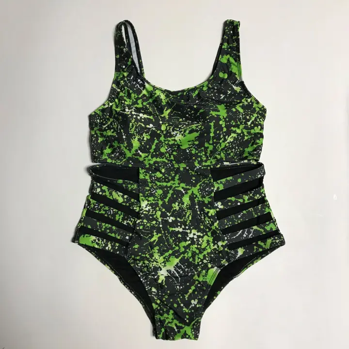 Mujer talla más traje de baño cintura alta correa de una pieza traje de baño bikini - 1