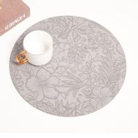 Nuevas manteles individuales redondos antideslizantes de cuero PU, manteles individuales para mesa de comedor, posavasos impermeables tallados con flores en 3D para el hogar - details 7