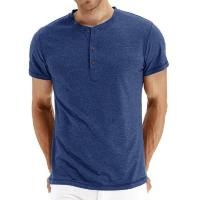 Camiseta de algodón de calidad de marca, cuello Henry, diseño de moda, ajuste slim, camisetas sólidas para hombre, camisetas de manga corta para hombre - details 4
