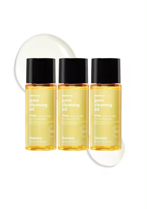 Aceite limpiador de poros Hanskin, aceite facial, removedor de espinillas de maquillaje, limpiador coreano para pieles sensibles [PHA] (10.14 oz) - 1