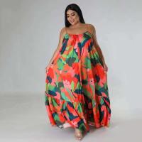 Vestidos de talla grande 5XL 4XL para mujer, batas con volantes en cascada, vestido holgado informal de estilo callejero con estampado de verano y otoño, vestido Maxi de talla grande - details 5