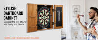 SucceBuy Gabinete para dardos, juego de madera maciza, escondite de tamaño oficial con marcador y accesorios, (diana no incluida) - details 0