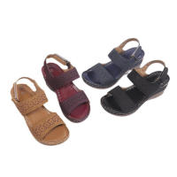 Sandalias romanas de talla grande con una sola tira calada para mujer, verano 2025, nuevas sandalias de velcro para exteriores - details 5