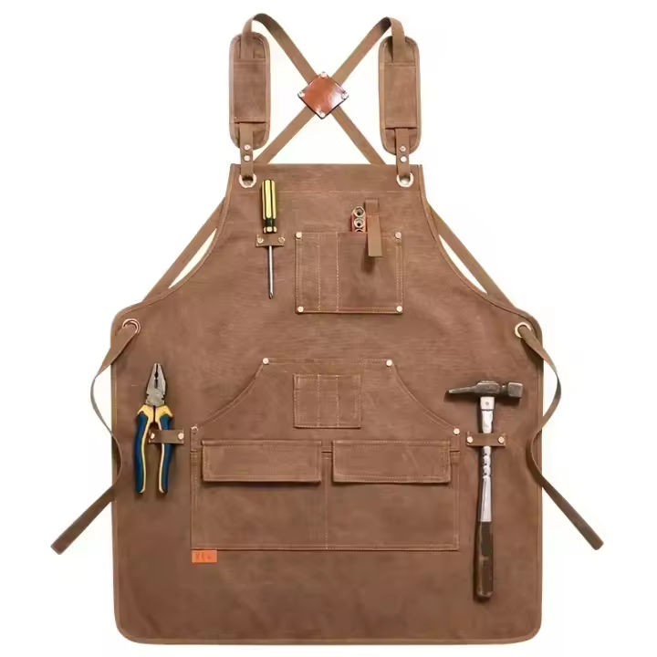 Delantal de lona para hombre y mujer, ropa de trabajo para camarero, restaurante, barbería, panadería, cafetería, jardinería, carpintero - 1