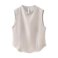 BUNO-Vestido Midi elegante con bolsillos lisos para mujer, vestido elegante sin mangas con cuello redondo, vestidos ajustados con abertura para ir al trabajo, batas acampanadas lisas 2025 - details 2