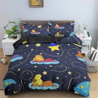 Cubierta de Edredón con Diseño de Oso de Dibujos Animados Microfibra 2/3PCS Ropa de Cama para Niñas y Niños Comfortable y Adorable - details 1