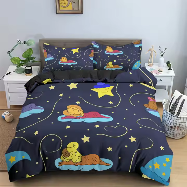 Cubierta de Edredón con Diseño de Oso de Dibujos Animados Microfibra 2/3PCS Ropa de Cama para Niñas y Niños Comfortable y Adorable - 1