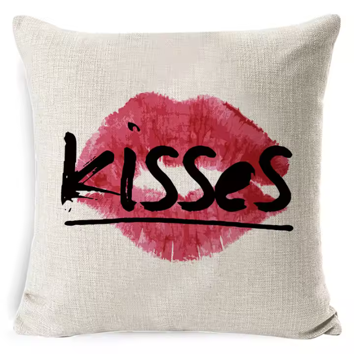 Almohada de lino para el Día de San Valentín, funda de cojín supersuave, reposacabezas, respaldo - 1