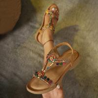 Sandalias de Tacón Plano para Mujer 2025 Estilo Boho con Cuentas de Madera y Strass - details 19