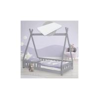ML-Design ML-215/Kinderbett Tipi + Rausfallschutz 160x80cm Grau Kaltschaummatratze Matratze 80x160