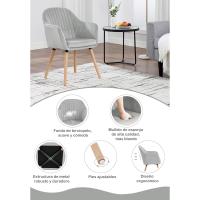 Estilo Vintage Juego de 1, Silla Cocina, Silla Nordica con Respaldo y Reposabrazos, Tela Pana, Estructura - details 5