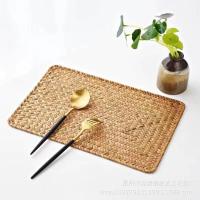 Manta de Mesa de Paja de Mar Natural Tejida a Mano Rectangular de Ratán Posavasos de Té de Paja - details 8