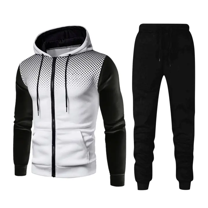Sudadera con capucha y pantalones de cintura elástica para hombre, conjuntos de dos piezas, trajes deportivos informales para exteriores - 1