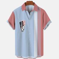 Camisa de Verano Hawaiiana para Hombres Estampado 3D de Saxofón, Suelto, Manga Corta, Clásico, Para la Playa, Aloha - details 9