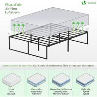 Cama de Acero Negro 140x190cm, Altura de 36cm, Espacio de Almacenamiento Bajo de Cama, Estructura de Cama Somier para Matrimonio, Armazón Marco Base de Cama - details 6