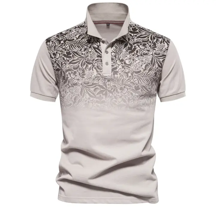 Polos de mezcla de algodón con estampado degradado de nuevo diseño para hombres Polos de manga corta de moda de verano para hombres - 1