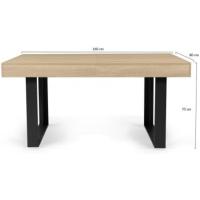 Mesa de comedor extensible rectangular para 6-10 personas, madera y negro, 160-200 cm - details 5