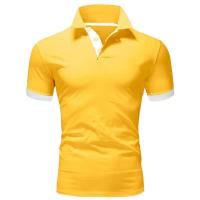 Polo de manga corta ajustado para hombre, camisa de cuello suave y sólido, trabajo, Golf, senderismo, informal, azul marino/blanco - details 19