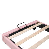 Marco de Cama para Niños 90*200cm con Base de Rebanado y Almohadilla Diseño de Corona Rosa - details 1