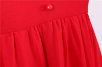 Elegante vestido de fiesta largo de gasa con cuello en V, mangas cortas tipo farol y color sólido para mujer, verano. - details 17