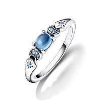 Anillo de concha de estrella de circón azul de Plata de Ley 925 para mujer, joyería de boda, anillos, regalos - details 1