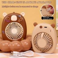 Regalos creativo lindo ventilador de capibara Color sólido portátil Mini ventilador de capibara duradero con pegatina de dibujos animados ventilador de mano de viaje - details 10