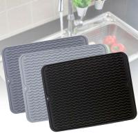 Mantel Individual de silicona para cocina, almohadilla de drenaje antideslizante, soporte plegable para platos, aislamiento térmico, 1 piezas - details 5