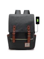 Mochila retro para ordenador portátil con puerto de carga USB, mochila de viaje impermeable para hombres y mujeres - details 38