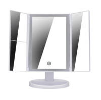 LZ1217 Espejo Cosmético, Espejo Trifold con 1x/2x/3x/10x de Aumento, Pantalla Táctil Ajustable y Barra de Luz LED, Espejo Cosmético Iluminado para Mesa - details 0