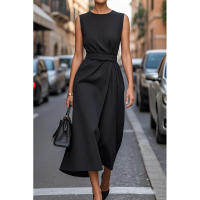 Vestido largo casual de moda con cuello redondo sin mangas para mujer, verano 2025 - details 2