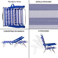 Pack 2 Sillas Playa Plegables |   Ligera Portátil |   Baja y Reclinable de 4 Posiciones |   para Camping, Piscina, Terraza o Jardín Azul - details 24