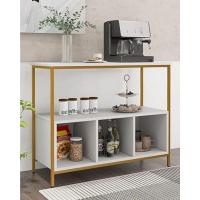 Botellero de Vino de Madera, Estante para 20 Botellas, 42 x 24,5 x 96 cm, Armario de Botellas con 4 Portavasos y Compartimento Abierto, para Bar, Comedor (Blanco) - details 3
