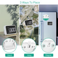 ORIA-reloj despertador LED con espejo, Mini relojes de escritorio, despertador Digital multifuncional con carga USB para el hogar y la Oficina - details 0