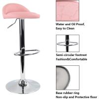 Barra Redondo Piel sintética con reposapiés Altura Ajustable Giratorio Color Rosa - details 1