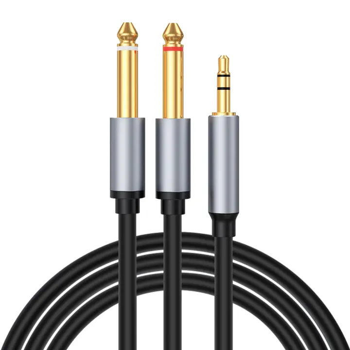 Nephy Cable de Audio Adaptador TRS de 3.5mm a 6.5mm Ligero, Longitud Ajustable para Mezclador Amplificador Altavoz - 1
