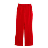 OUWU- Traje de oficina elegante para mujer, chaleco rojo, blazer con cuello en V, fajas sin mangas, blazer de cintura alta, pantalones de pierna ancha, moda 2025, conjuntos de verano - details 7