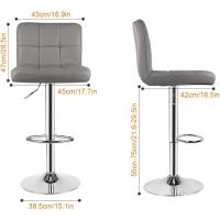 Taburete de Bar de Juego de 2 Altos de Cocina Silla de Bar de Cuero Sintético Regulable en Altura con Resaldo y Reposapiés Giratorio de 360° para Cocina, Mostrador, Bar Negro - details 10