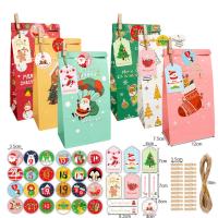 Calendario de Adviento para rellenar , con 24 bolsas y pegatinas de números, clips, cordel - details 6
